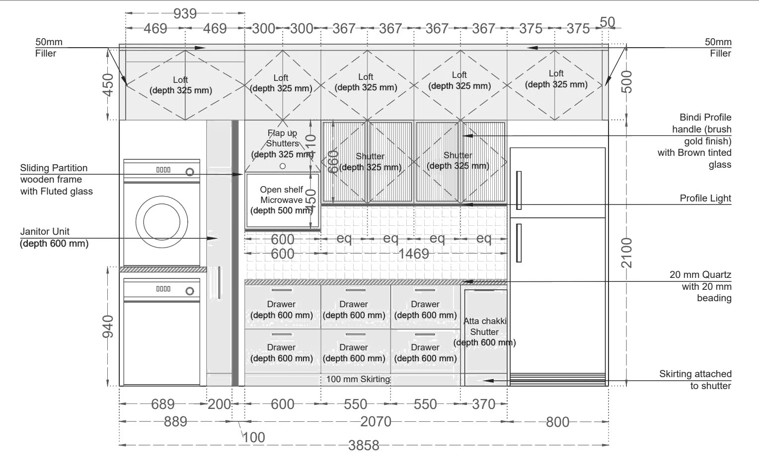 Kitchen — Utility Wall — Drawing